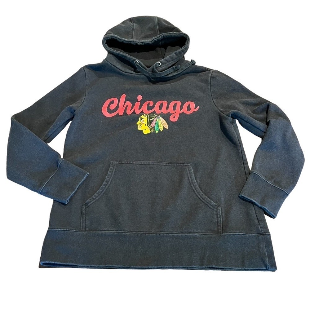 Fanatics Black Chicago Blackhawks Sweatshirt Hoodie Size Medium NHL Hockey